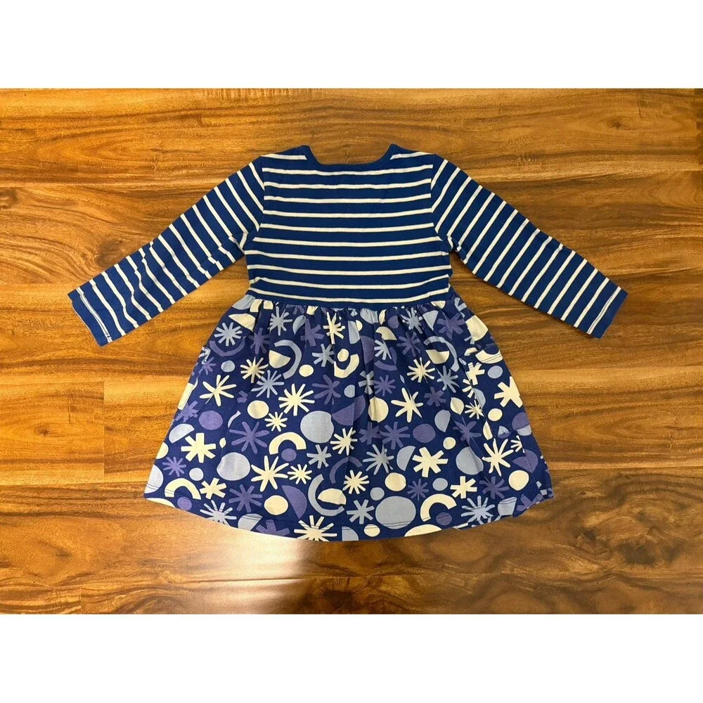 Hanna Andersson Holiday Mixie Dress, Blue, Size 3T